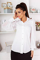 Женская белая нарядная блуза с рукавами из шифона