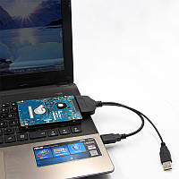 Кабель-перехідник USB 2.0 на SATA 22 (7 + 15) pin c додатковим живленням для HDD / SSD