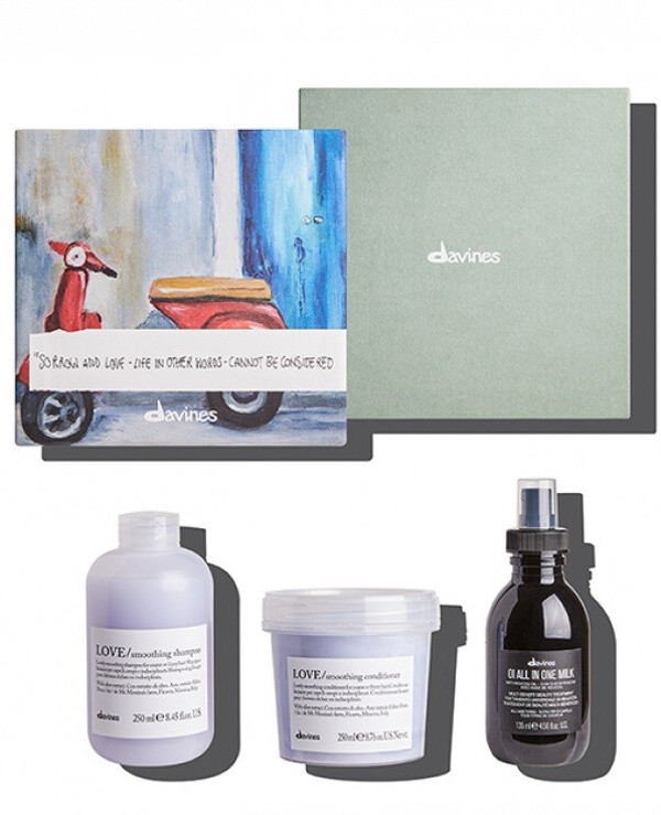 Подарунковий набір Davines Love smooth box (шампунь 250 мл + кондиціонер 250 мл + молочко 135 мл)