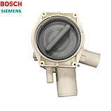 Корпус фільтра (у зборі з фільтром) зливного насоса для пральних машин Bosch, Smeg, Siemens 00141326, фото 3
