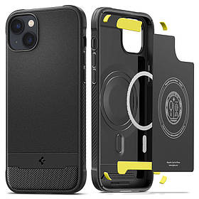 Чохол Spigen для iPhone 14 - Rugged Armor MAG (сумісний з MagSafe) Black (ACS05036)