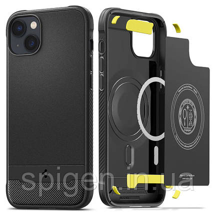 Чохол Spigen для iPhone 14 - Rugged Armor MAG (сумісний з MagSafe) Black (ACS05036), фото 1