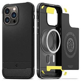 Чохол Spigen для iPhone 14 Pro - Rugged Armor MAG (сумісний з MagSafe) Black (ACS04956)