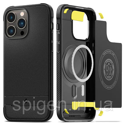 Чохол Spigen для iPhone 14 Pro - Rugged Armor MAG (сумісний з MagSafe) Black (ACS04956), фото 1