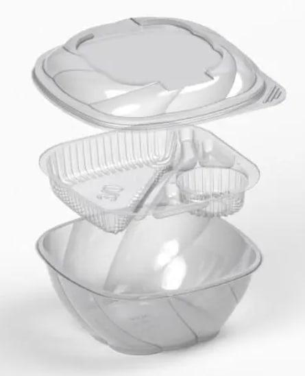 Салатник із вставкою прозорий 1500 мл. PET із кришкою (250)