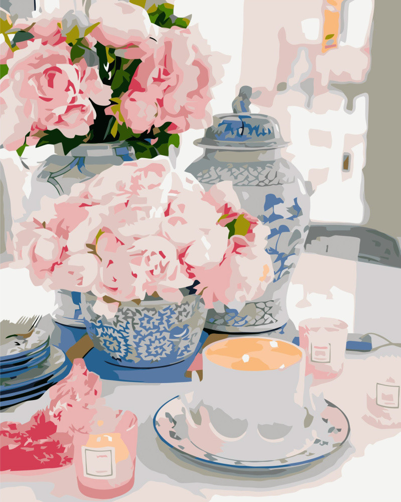 Картина за номерами Strateg ПРЕМІУМ Дивовижний ранок з лаком та рівнем розміром 40х50 см VA-3399, фото 1