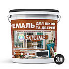 Емаль акрилова Для Вікон та Дверей SkyLine Wood Чорна RAL 9004 3 л, фото 2