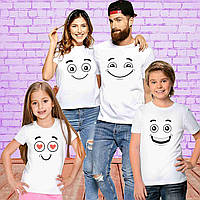 Футболки белые Фэмили Лук Family Look для всей семьи "Smile Famaily. Семья смайлов" Push IT