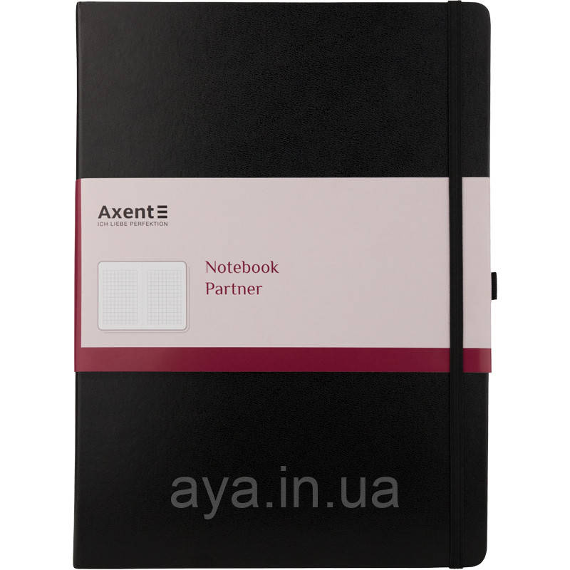 Блокнот Axent Partner Grand (великий, у клітинку, чорний), фото 1