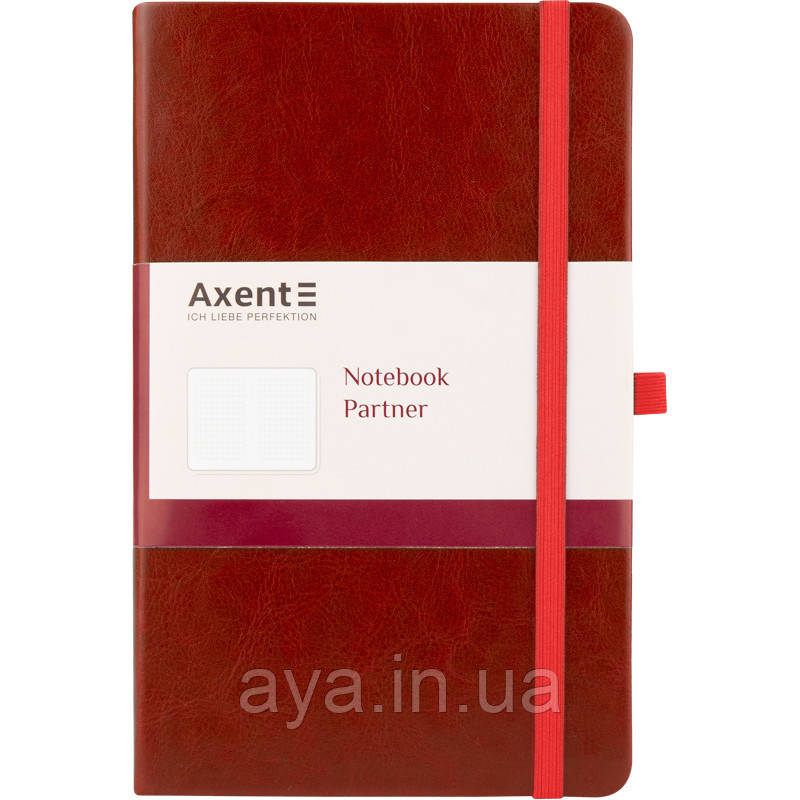 Блокнот Axent Partner Lux (середній, у клітинку, бордовий)