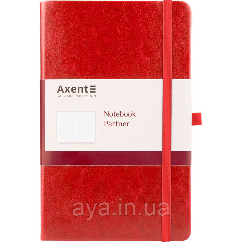 Блокнот Axent Partner Lux (середній, у клітинку, червоний)
