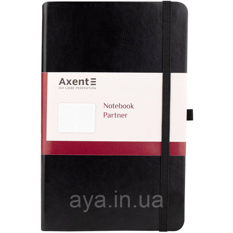 Блокнот Axent Partner Lux (середній, у клітинку, чорний)