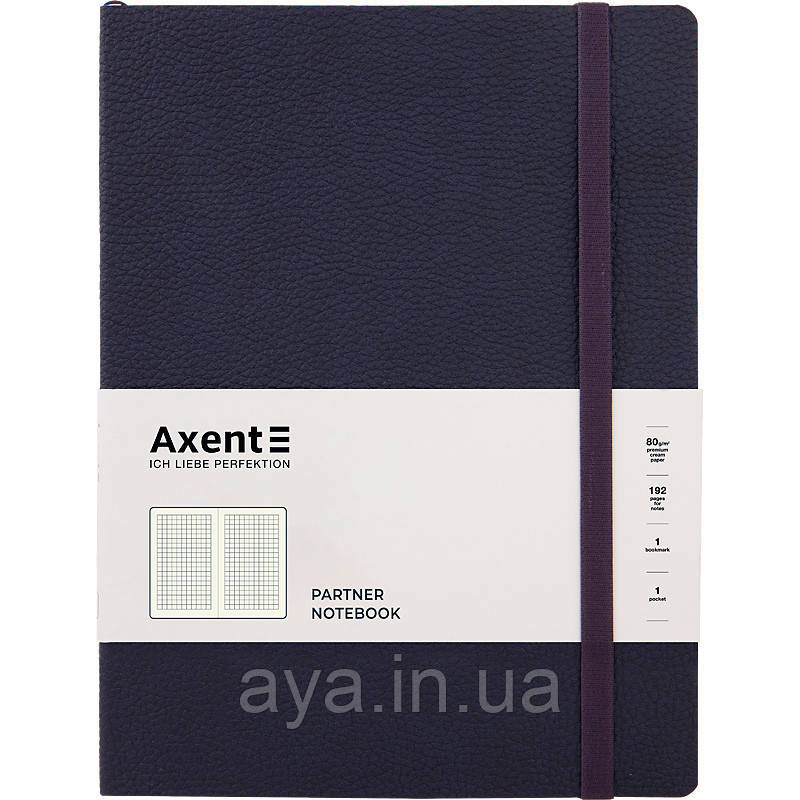 Блокнот Axent Partner Soft L (великий, у клітинку, синій, гнучка обкладинка), фото 1