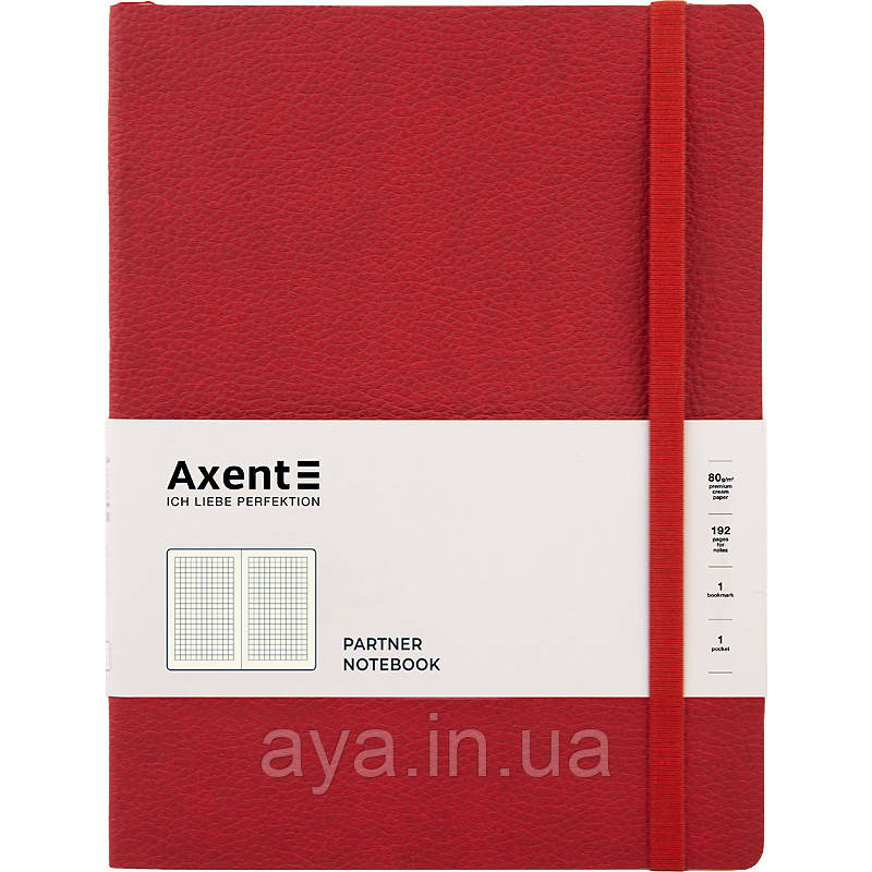 Блокнот Axent Partner Soft L (великий, у клітинку, червоний, гнучка обкладинка)