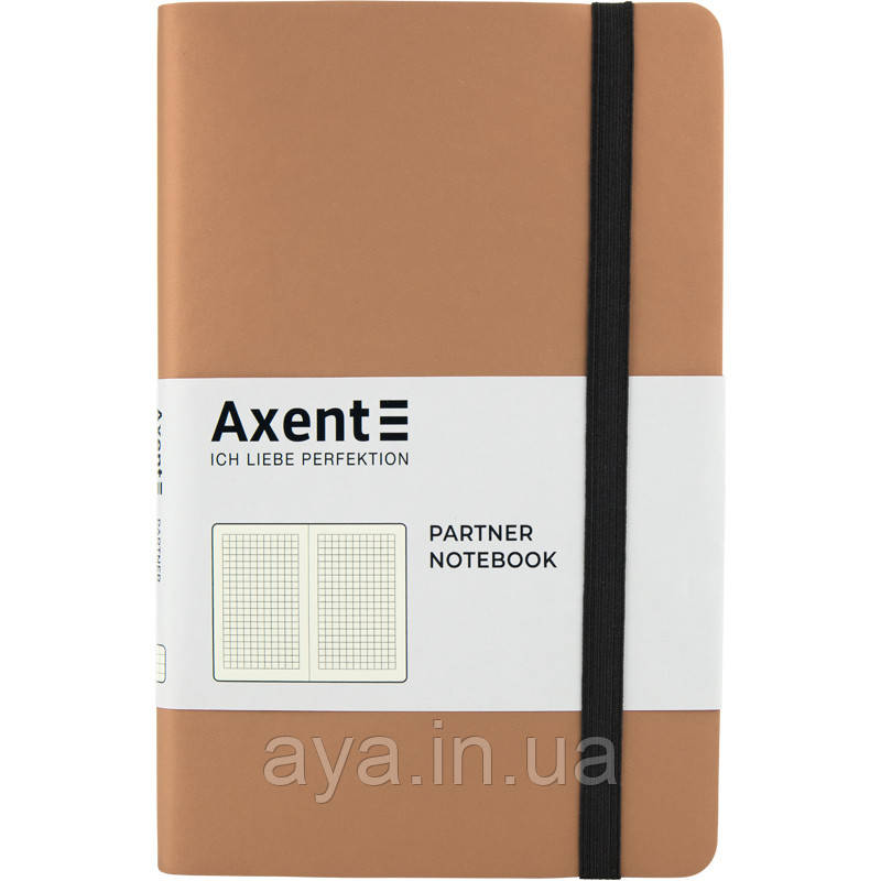 Блокнот Axent Partner Soft (середній, у клітинку, золотий, гнучка обкладинка), фото 1