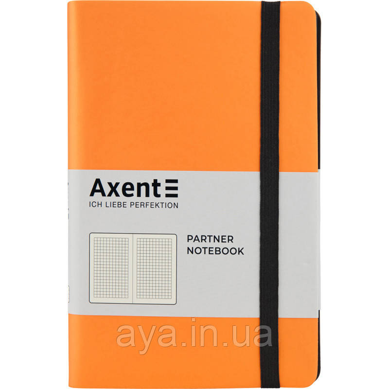 Блокнот Axent Partner Soft (середній, у клітинку, помаранчевий, гнучка обкладинка), фото 1
