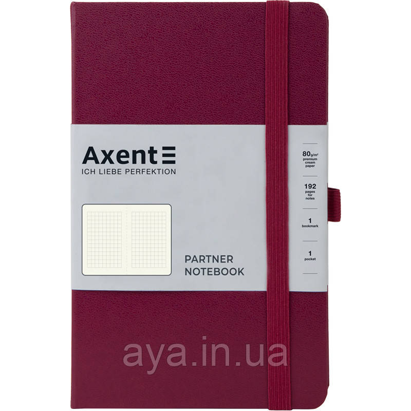 Блокнот Axent Partner (середній, у клітинку, винний)