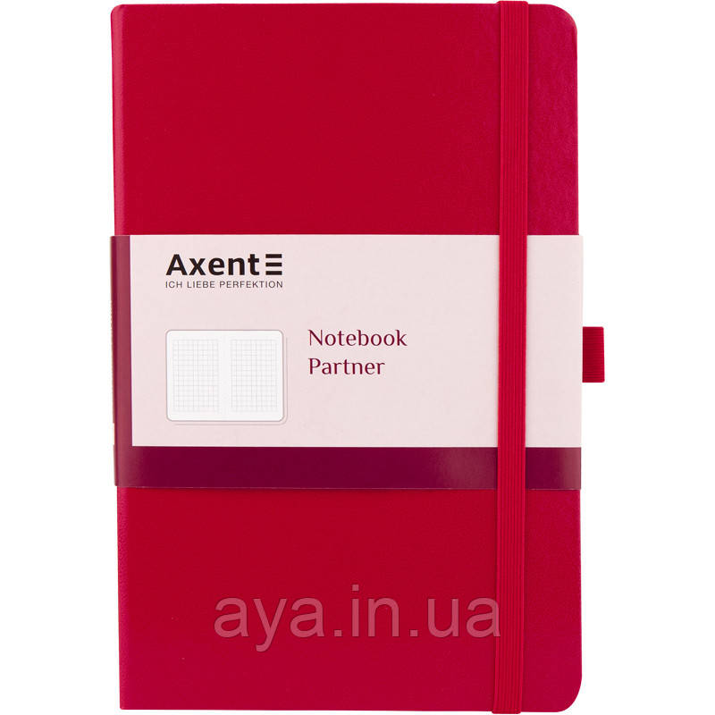 Блокнот Axent Partner (середній, у клітинку, червоний)