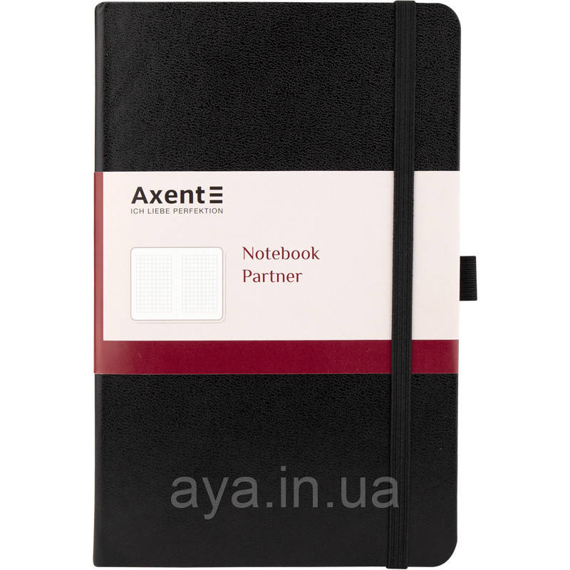 Блокнот Axent Partner (середній, у клітинку, чорний)