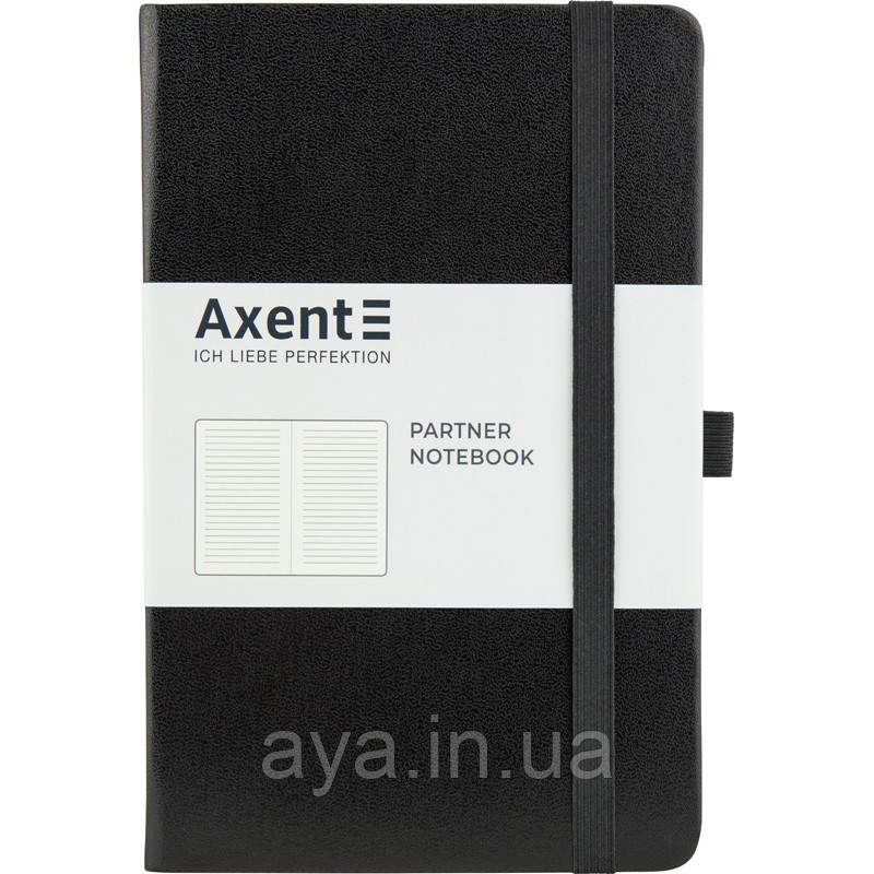 Блокнот Axent Partner (середній, у лінію, чорний)