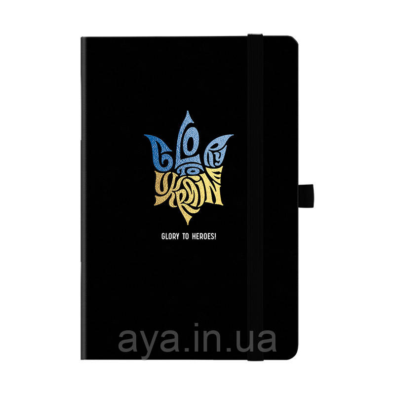 Блокнот Axent Partner Glory to Ukraine (середній, у клітинку, чорний)