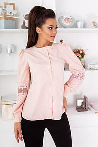 Жіноча рожева нарядна блузка з мереживом