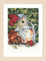 Набор для вышивки крестом LanArte Watering Can & Birdhouse "Садовая лейка и скворечник"