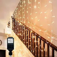 ITICdecor Light Curtain Light Струнные фонари 6м*1м 300LED 8 режимов внешние водонепроницаемые рождественские