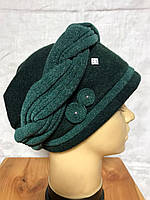 Женская тёплая шапка-тюрбан чалма зелёный