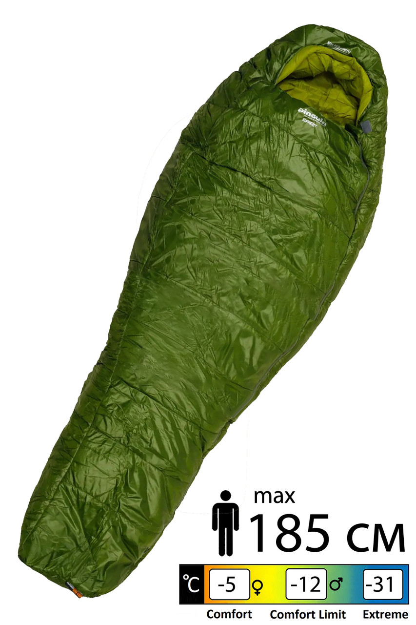 Спальник Pinguin Spirit (-5/-12°C) 185 Green — Купить Недорого на Bigl ...