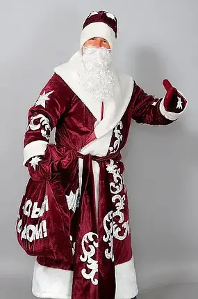 Дорослий костюм Діда Мороза з оксамиту р. 52-54, фото 2