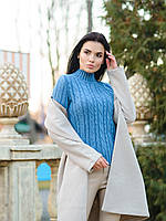 Женский мягкий свитер с воротником стойкой. Цвет: Джинс