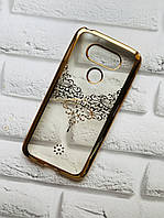 Силиконовый чехол с золотым ободком и рисунком для LG G5 Ожерелье