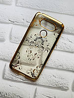 Силиконовый чехол с золотым ободком и рисунком для LG G5 Орнамент