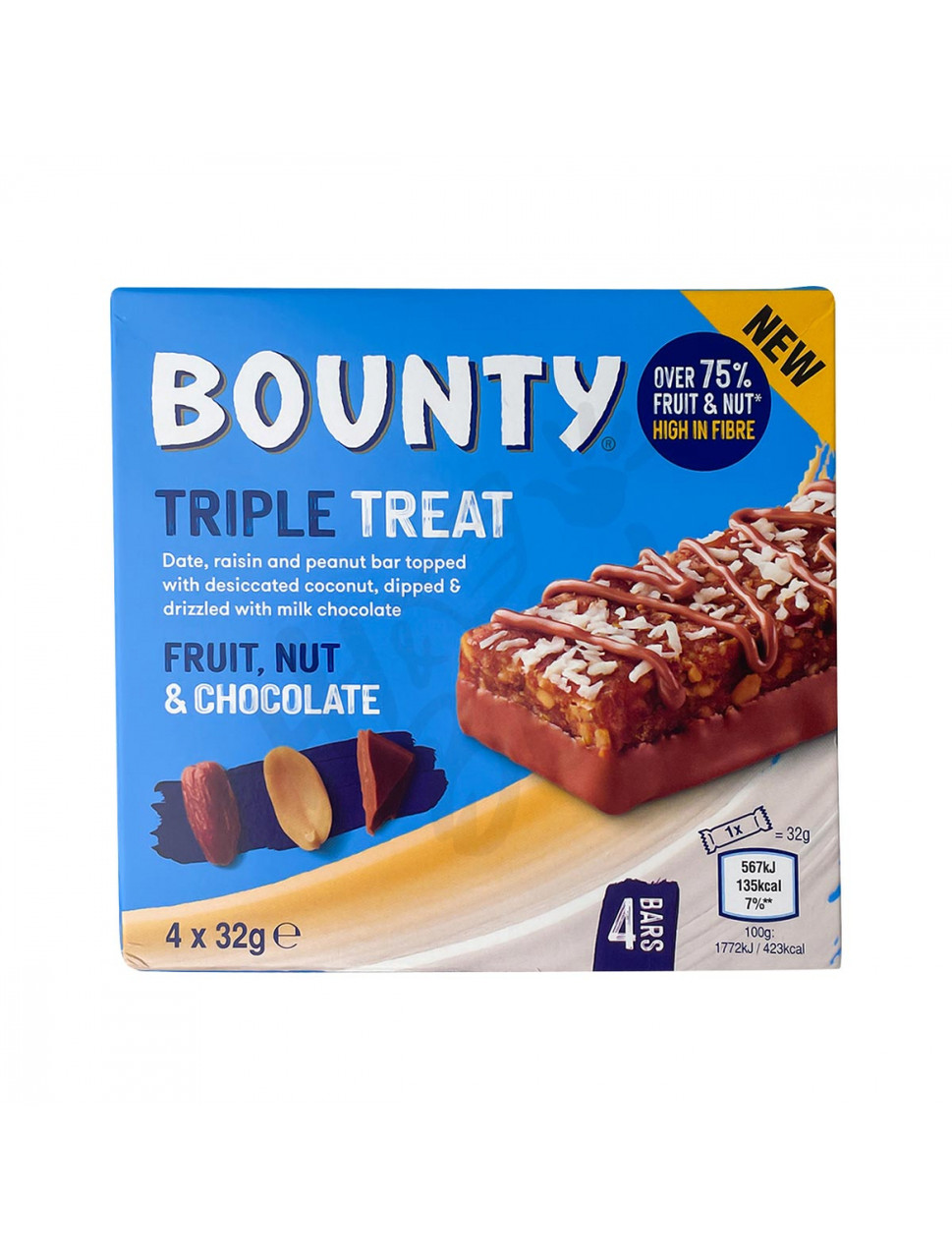 Шоколадний батончик Bounty Triple Treat 4x32g, фото 1