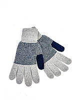 Теплые зимние мужские серые перчатки