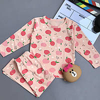 Красива дитяча піжама для дівчаток з персиками Рожева 4321 52, Розовый, Для девочек, Весна Осень, 100, 2 года