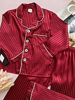 Атласная детская пижама Красная Х-1902 84, Красный, Для девочек, Весна Лето, 160 , 10 лет