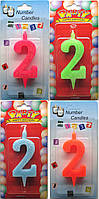 Свічка для торта цифра "Кольорові 2