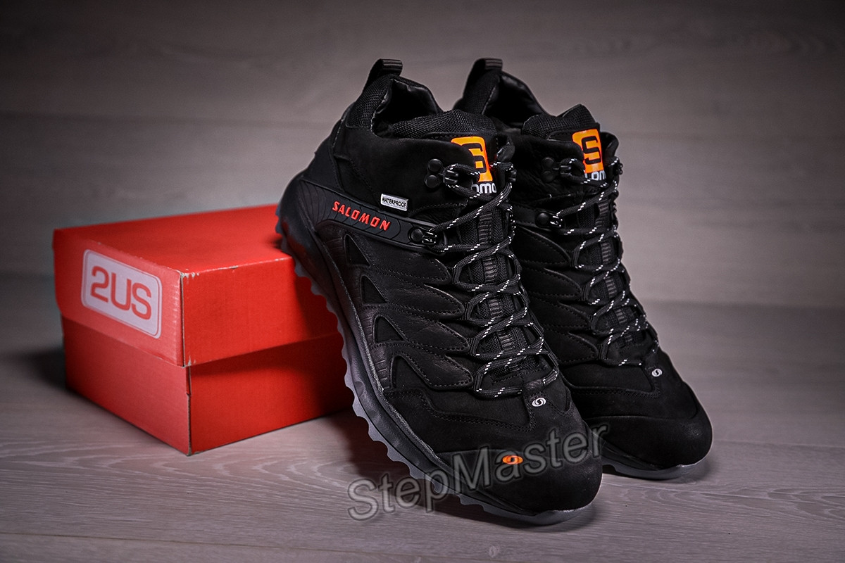 Кросівки шкіряні зимові, черевики спортивні Salomon Dragon Skin Winter Black