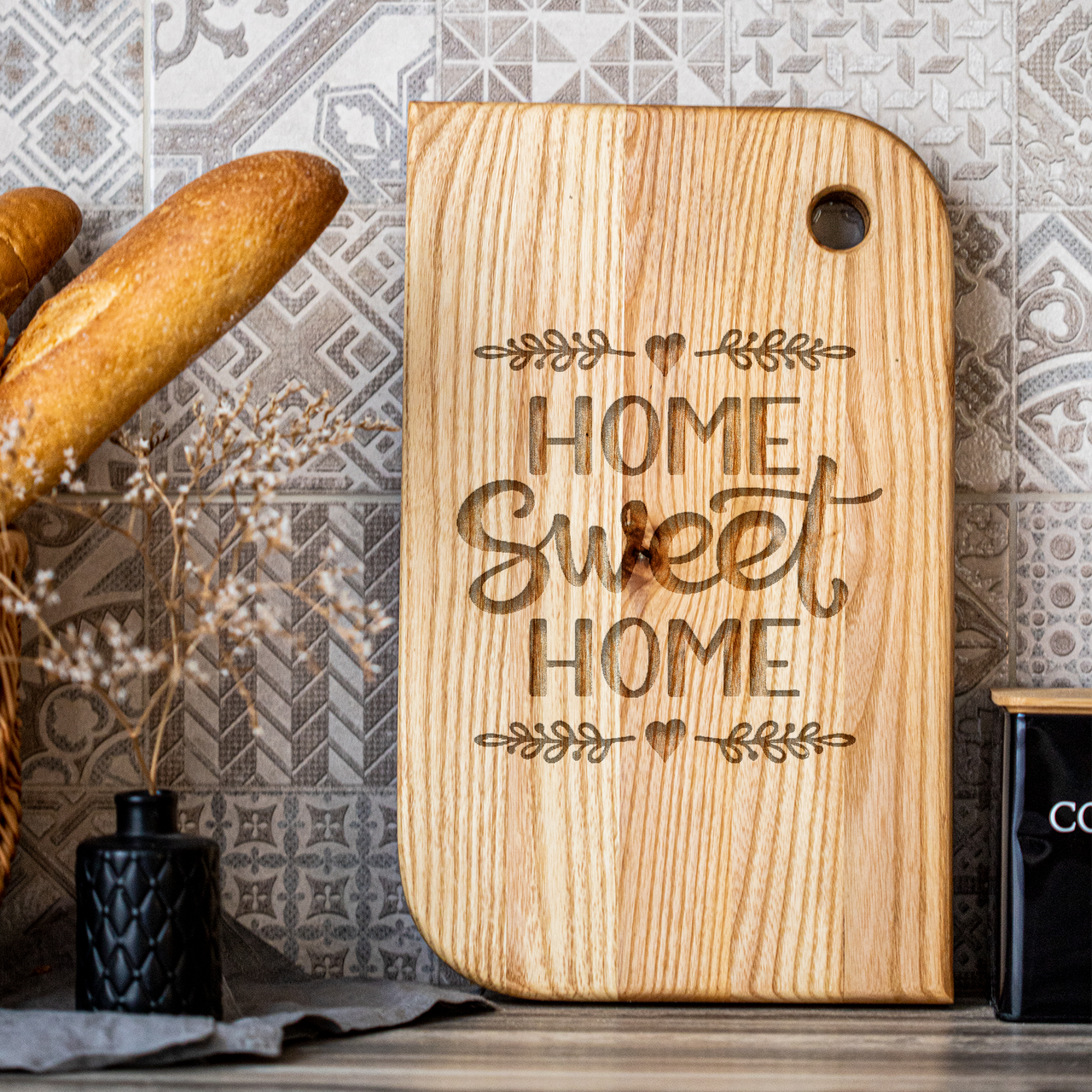 Дошка кухонна дерев'яна з гравіюванням Sweet Home 34х23 см
