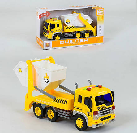 WY 310 F Сміттєвоз Спецтехніка інерція, світло, звук, у коробці 32*12*19 см, фото 1