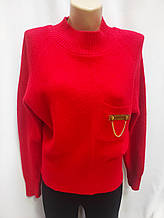 Кофта жіноча тепла Стильний жіночий джемпер Теплий в'язаний жіночий светр червоного кольору