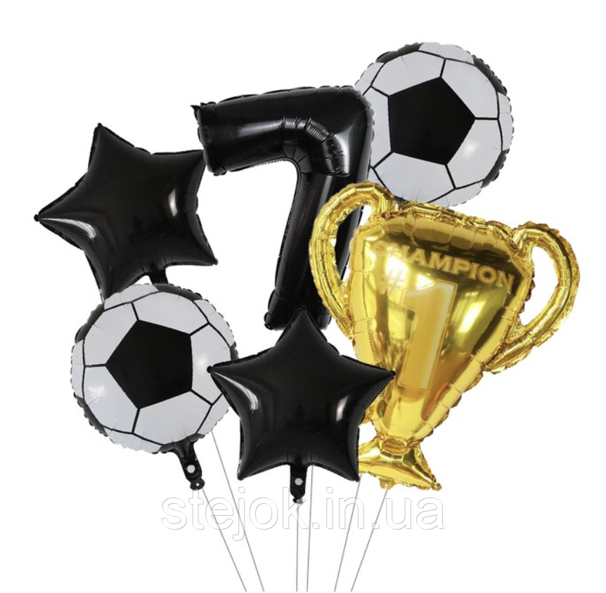 Набір куль у стилі "Футбол" чорний із цифрою 7, фото 1