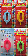 Свічка для торта цифра "Кольорові" 0