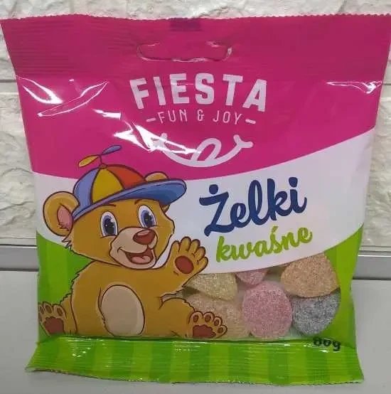 Цукерки желейні кислі Fiesta Zelki Kwasne, 80 г, жувальні цукерки, Польща