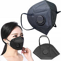 Респиратор маска защитная FFP3 черный (KN95) с клапаном от вируса, гипоаллергенный