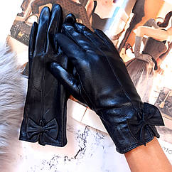 Рукавички жіночі зимові розмір 8.5 на підкладці утеплені чорні теплі тонкі з хутром