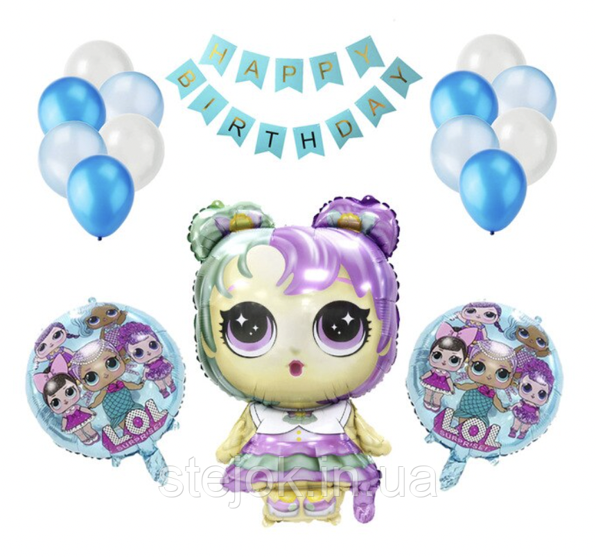 Фотозона з куль ЛОЛ блакитна, фото 1