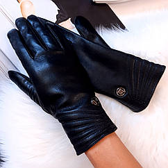 Рукавички жіночі зимові розмір 8.5 на підкладці утеплені чорні теплі тонкі з хутром